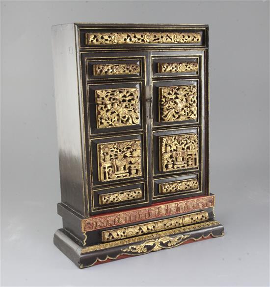 A Chinese gilt-decorated lacquer portable shrine, 19th century, height 44cm